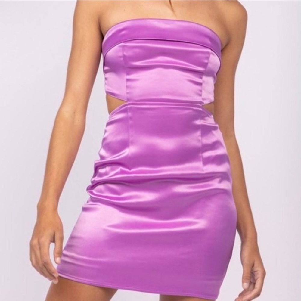 Isabelle’s Cabinet purple strapless dress
